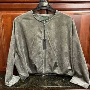 Blank NYC Suede-Like Gray Bomber Jacket